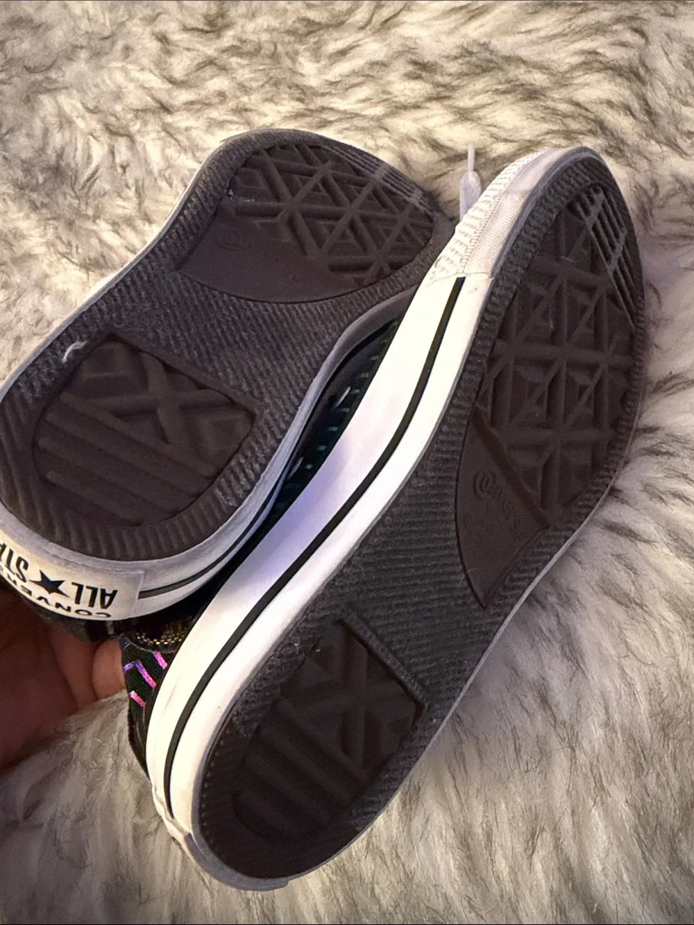 Converse Kids Black High-Top Sneakers with Rainbow Chevron Lines